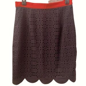 NWT Pixley Mini Skirt Stacy Scalloped Hem Cut Out Detail Navy Orange Zip WM SZ M